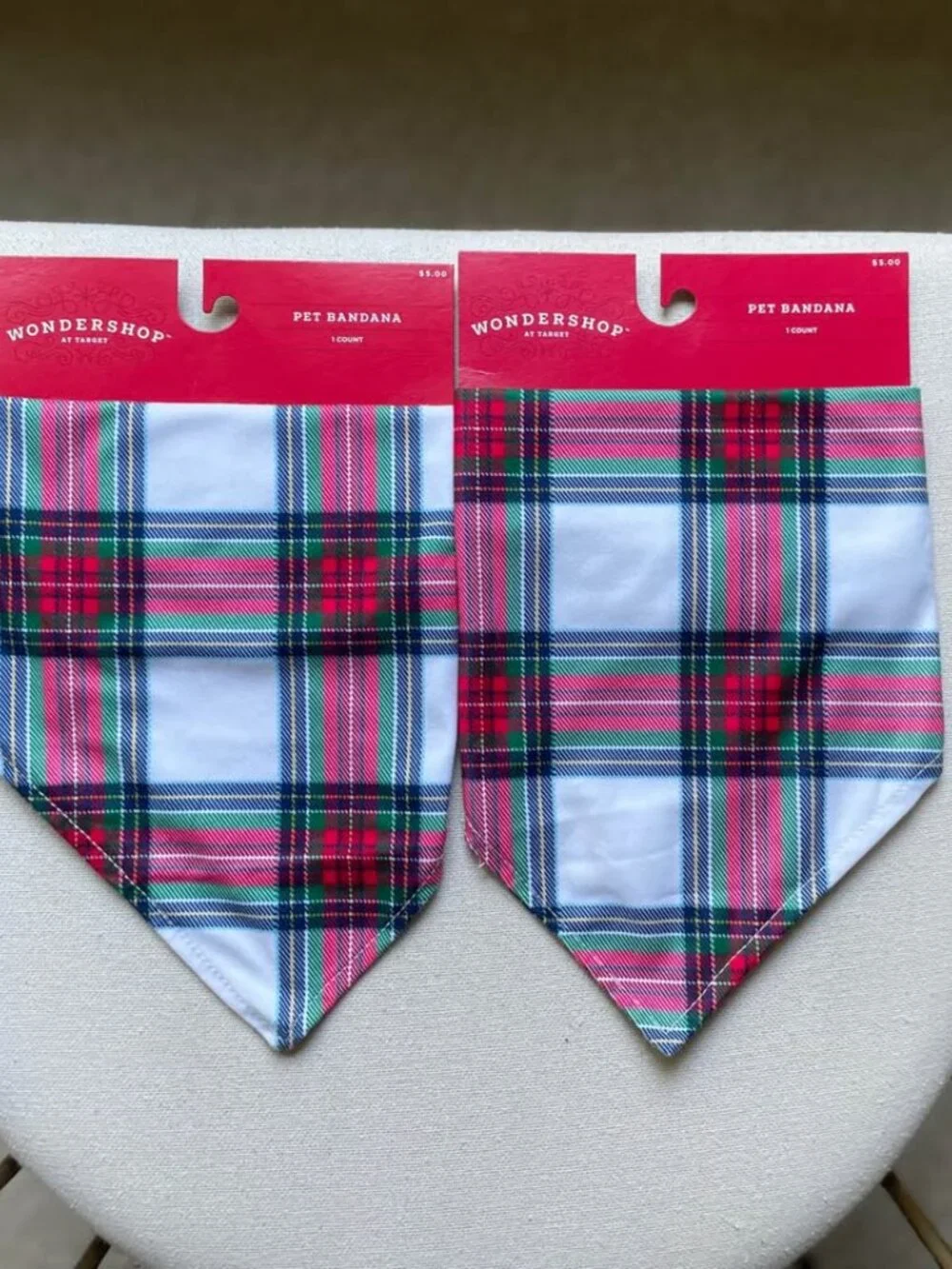 NWT Holiday Family Sleep Separates Dog Bandana - Wondershop™ Cream Tartan Plaid